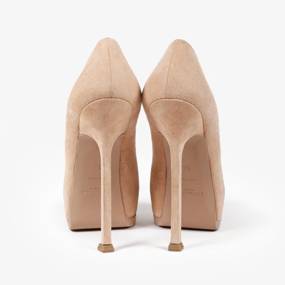 Saint Laurent Beige Suede Patent Leather Tribtoo Platform Pumps - Picture 3 of 11